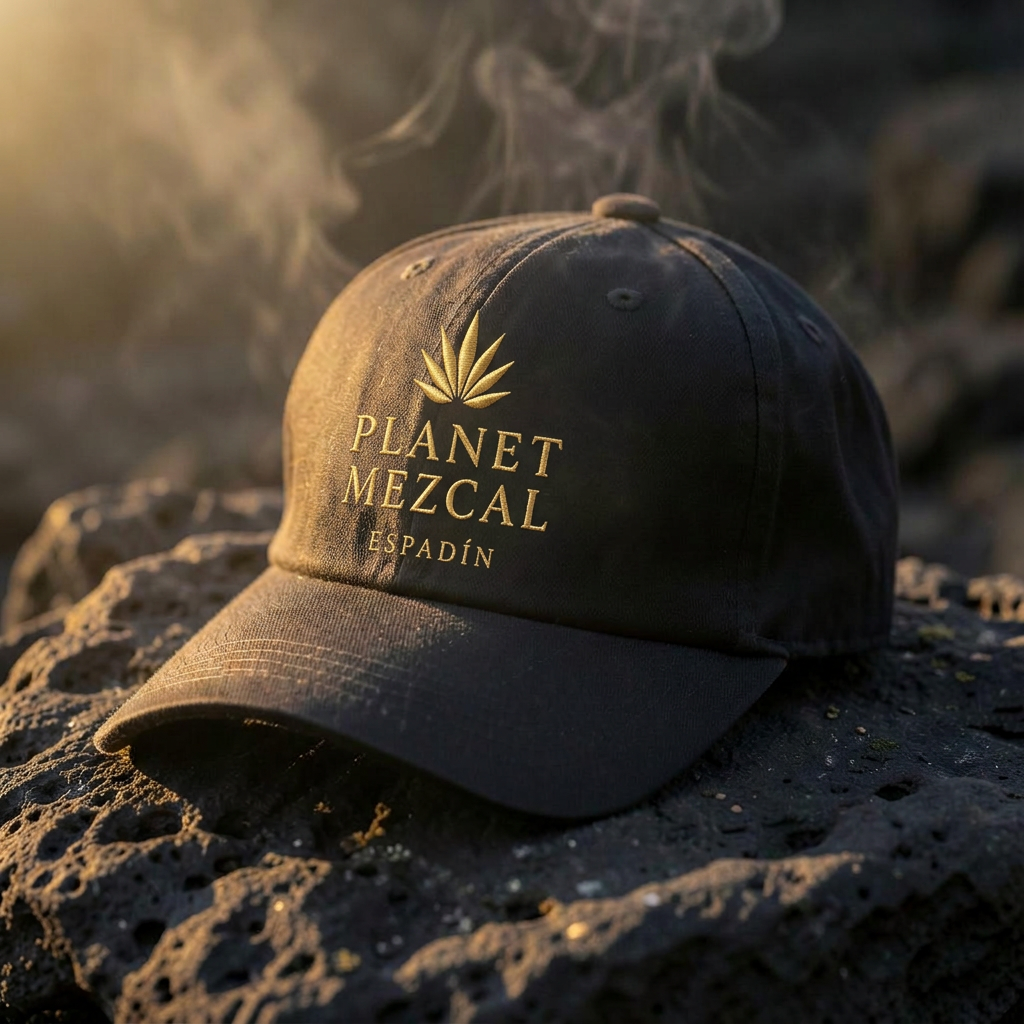 Black Planet Mezcal embroidered cap on volcanic stone