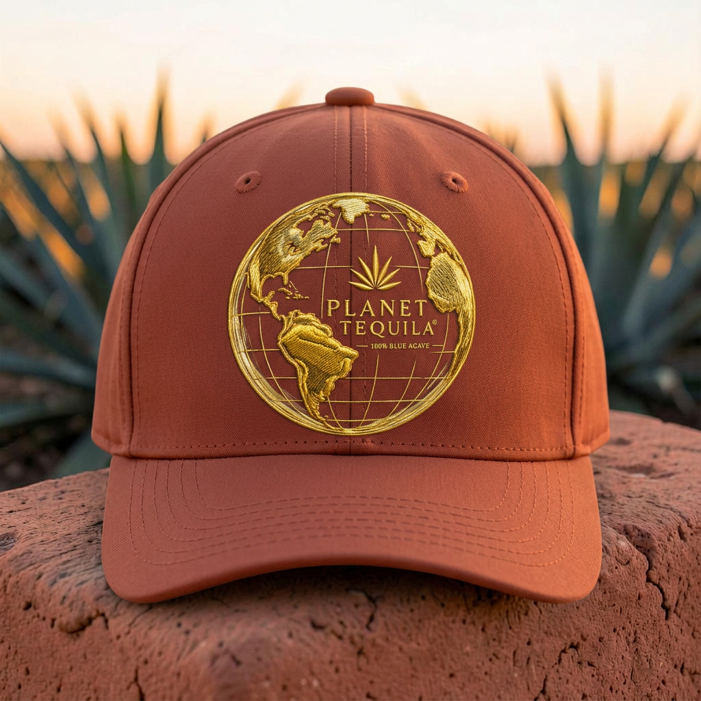 Terracotta Planet Tequila embroidered cap in an agave field